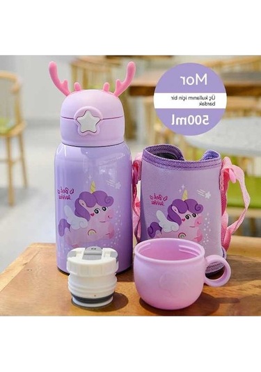 Pazly Termos Paslanmazçelik Mor Mor Karikatür Jian Geyikçocuk Fincan Fan 304 Vi Mor