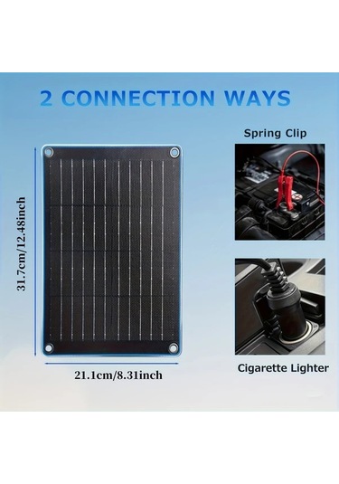 Honeybeeshop 10w 12v Güneş Enerjili Araba Pil Şarj Cihazı Taşınabilir Güneş Paneli Kiti Araba Motosiklet Tekne Rv Etfe Monokristal