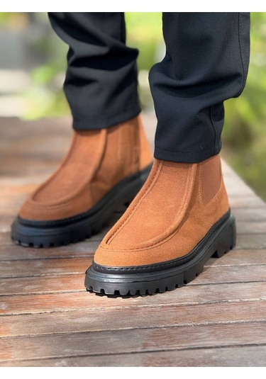 Pabucmarketi Fermuarlı Erkek Düz Bot Taba Süet Çok Renkli