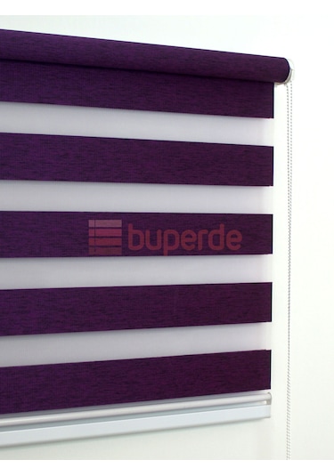 Buperde Mor Mürdüm Bambu Zebra Stor Perde