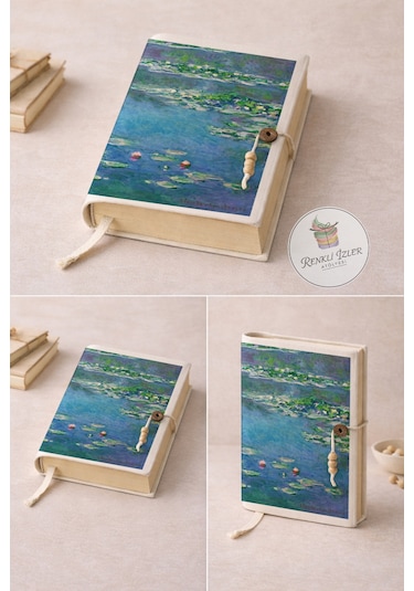Kitap Kılıfı Ve Metal Kitap Ayracı Seti Claude Monet Nilüferler