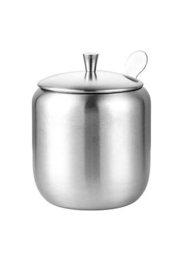 Agoodshop Dayanıklı Paslanmaz Çelik Şeker Kase Ev Çeşni Pot Mutfak Baharat Konteyner Kapak Kaşıkla Küçük -