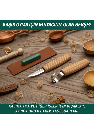 Beavercraft S01 Ahşap Kuksa Kaşık Oyma Bıçağı Seti 4 Parça