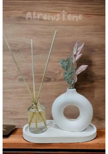 Tepsili Minimal Halka Vazo Ve Vanilya Oda Koku Seti Çok Renkli