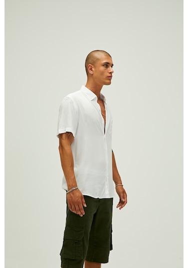 Bad Bear Frank Erkek Beyaz Kısa Kollu Gömlek Beyaz