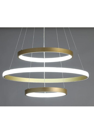 Gold / Platform / 60-50-30 Cm / 3 Renk Işık / Sarkıt Avize / 3 Yı Gold Sarı