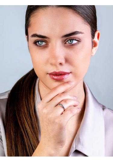 Torgovyj Dom Uvelir Holding 925 Ayar Gümüş Zirkon Taşlı Nişan Alyansı 325747402 Gri