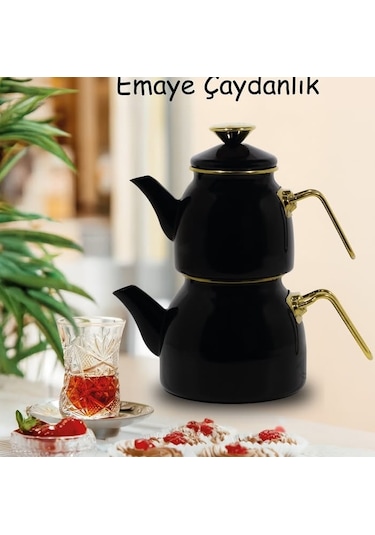 Esse Emaye Ultimate Çaydanlık Siyah Siyah