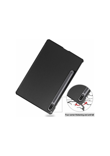 Sandwich Samsung Galaxy Uyumlu Tab S8 İçin 11'' Üç Katlı Korumalı Kılıf - Uyku/uyanma Fonksiyonu, 2 Açı Seçeneği, Siyah Kapaklı Kapaklı Kılıf