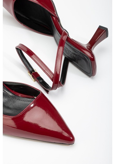 St-004 Bordo Rugan Günlük 7 Cm Topuklu Bayan Ayakkabı Bordo