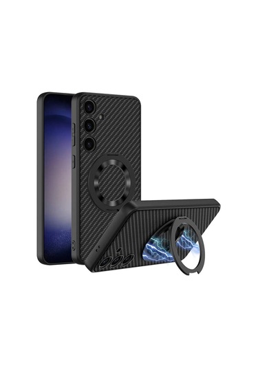 Galaxy Uyumlu S24 Wireless Şarj Özellikli Zore Kıpta Standlı M-safe Silikon Kapak 1