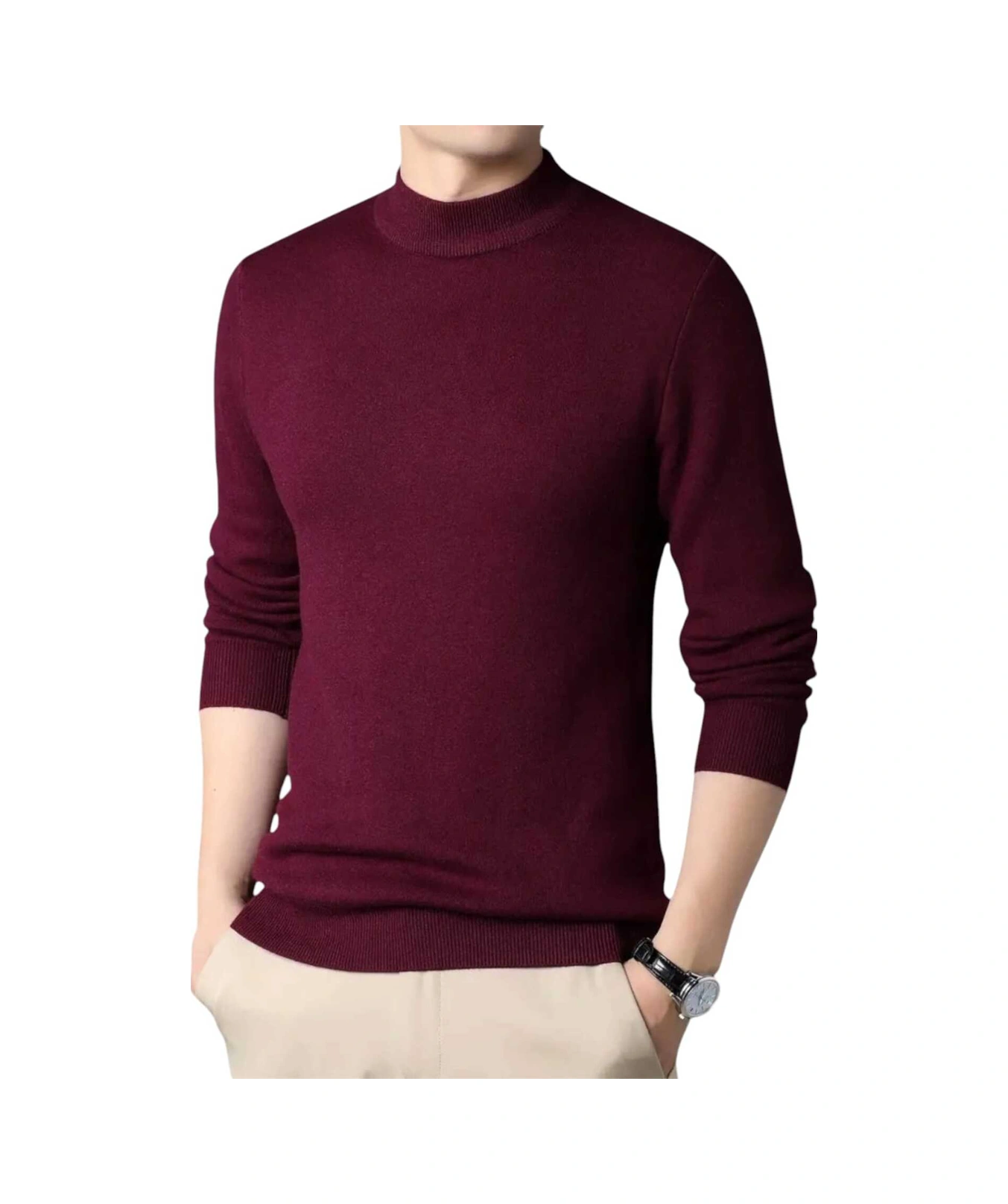 Tezzgelsin 3'lü Erkek Tüylenmeyen Yarım Boğazlı Triko Kazak Yarım Balıkçı Triko Kazak Siyah - Bordo - Füme