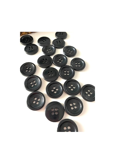 18 Mm 28 Boy Siyah Polyester Düğme 25 Adet