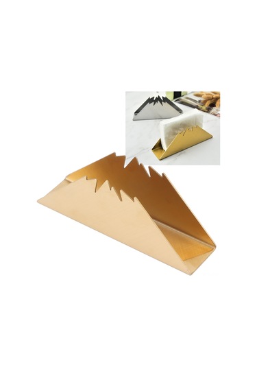 Shineyee Altın Renkli Paslanmaz Çelik Üçgen Masa Bezi Tutucu - Restoran, Kahve Dükkanı, Otel İçin Dayanıklı Masa Dekorasyonu Altın