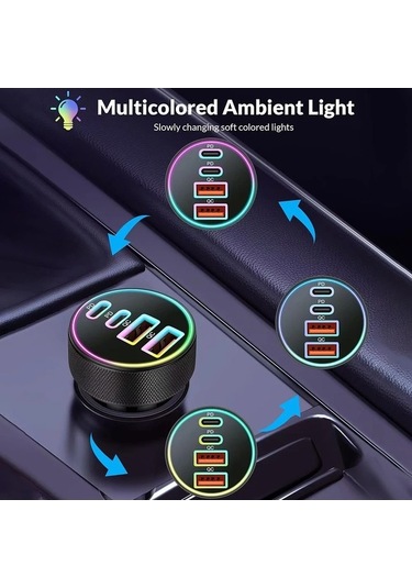 Novahub 4 Port 90w Usb C Araç Şarj Cihazı Hızlı Şarj Qc3.0 Black Black