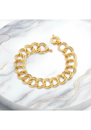 Samanyolu Model Altın Kaplama 925 Ayar Gümüş Hallow Bileklik