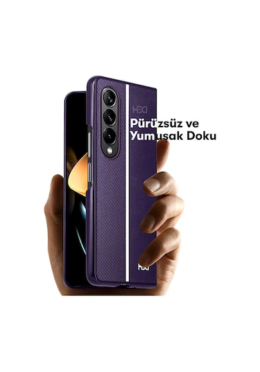Samsung Galaxy Z Fold 4 Kılıf Hbc-155 Lizbon Kapak - Derin Mor
