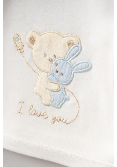 Bebitof %100 Pamuk Sarılan Ayıcık Desenli 5 Parça Yenidoğan Hastane Çıkışı Zıbın Seti Bbtf.amv.20123.46 Mavi