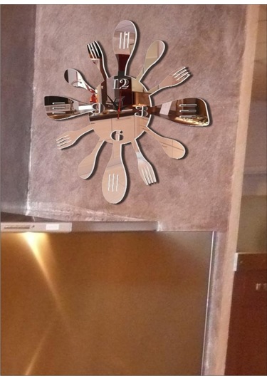 M3 Decorium Mutfak Kaşık Çatal Ayna Saat Beyaz