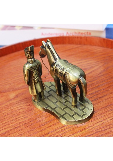 Homyl Antik Çin Qin Heykeli Alaşımlı Ev Modeli Terakota Genel 6,3 Cm X 6 Cm X 3,5 Cm