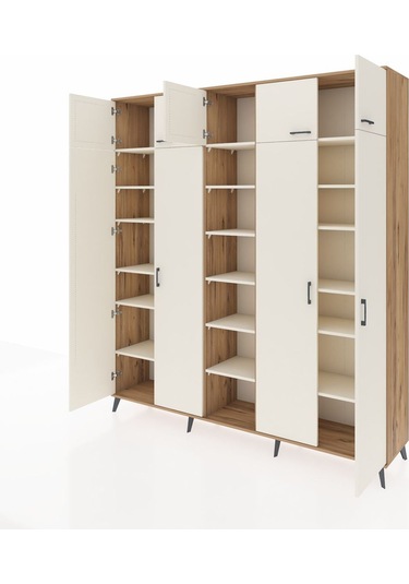 Hyperion Dolap 18 Raflı 9 Kapaklı 220x44x243 Çam-aytaşı/aytaşı Aytası/aytası