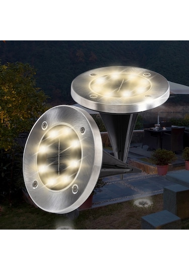 Çim Zemin Bahçe Aydınlatması-8 Led'li Solar Aydınlatma 2 Adet