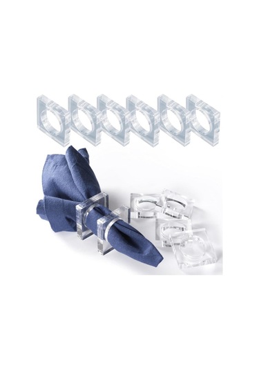 Suntek 5 Adet Peçetelik Halkaları Moda Şeffaf Aile Kare