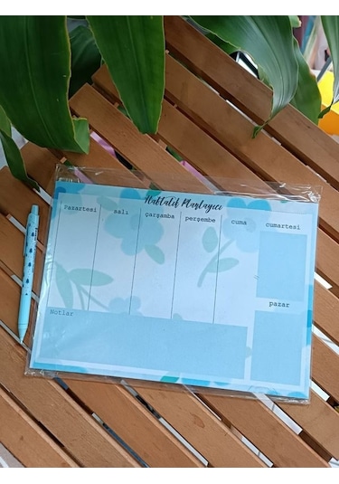Masaüstü Planlayıcı A4 Boy Notepad Memopad Check List Not Defteri Bloknot - Mavi