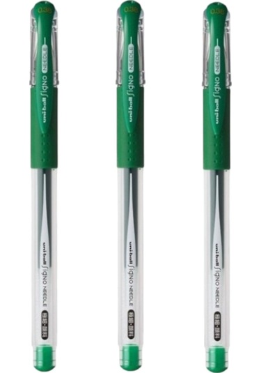 Uniball Signo Needle 0.38 İğne Uçlu Jel Kalem Yeşil Üç Adet