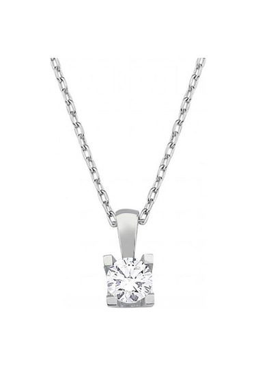 0.20ct Karat E-f Vs Pırlanta Kare Tırnak Tektaş Kolye