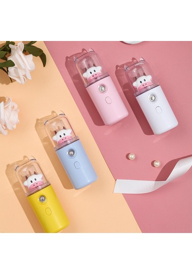 Neevoyu Usb Şarjlı El Tipi Nano Buhar Makinası - Soğuk Buhar, Nemlendirici, Cilt Bakımı, Parfüm/dezenfektan Sprey - Sevimli Tavşan Desenli Sarı
