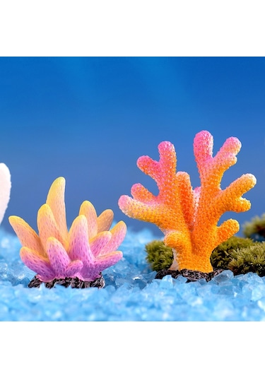 Sones 10 Pcs Simülasyon Reçine Mercan Akvaryum Balık Tankı Küçük Süsler, Renk: No. 8 Renkli