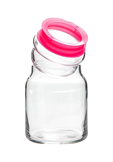 LAV Sera Cam Kavanoz 3'lü Küçük Boy 290 ml Pembe Cam Kapaklı (Erzak Saklama Kavanozu )
