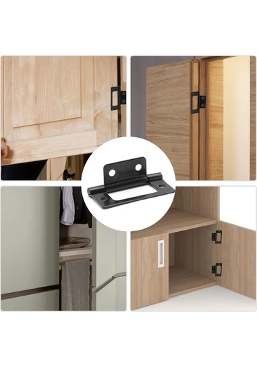 Chenkestoreone 6 Adet Mat Siyah Deliksiz Montaj Dayanıklı Kapı Menteşesi Siyah