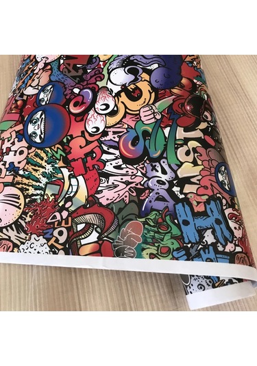 50x300 Cm Kendinden Yapışkanlı Araba Sticker Bomba Wrap Folyo Jdm Kafatası Graffiti Karikatür No 15 40cm X 152cm 1 Piece Set