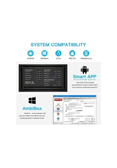 Trendooze Ambilight Ekranlı Otomatik Renkli 3m Led Arka Işıklı Şerit, 30 Led/m