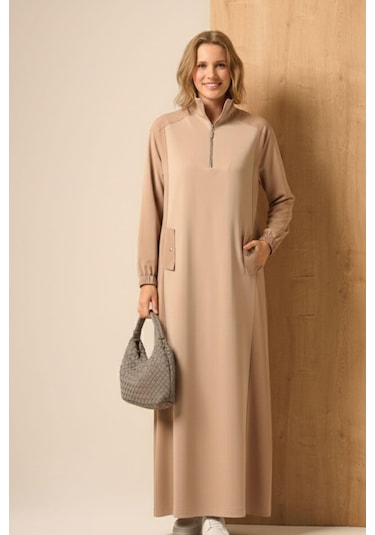 Ftz Women Kadın Scuba Spandex Elbise Beige 31260 Beige