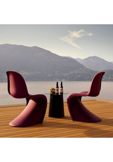 Vitra Panton Sandalye, Verner Panton Tasarımı, Modern Tek Parça Plastik Sandalye Bordo