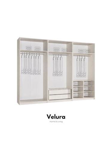 Moon 6 Kapaklı Aynalı Gardırop Dolap Ekru