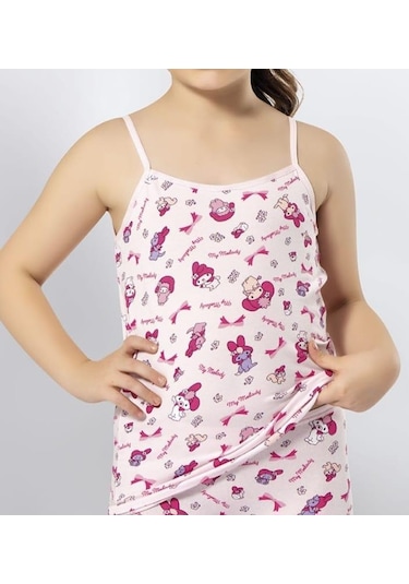 Kota 3405 Kız Çocuk Renkli Desenli İp Askılı Atlet 6 Adet 001