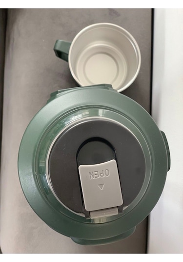 Paslanmaz Çelik 3,2 Litre Termos Haki Renk 48 Saat Sıcak 72 Saat Soğuk Kamp Piknik Seyahatte Metalik