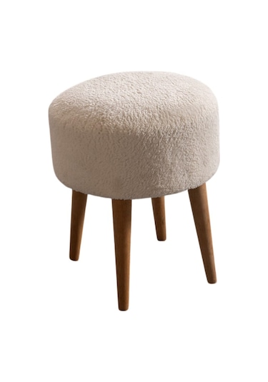 Panda Yuvarlak 4 Ayaklı Çok Amaçlı Puf Krem Krem