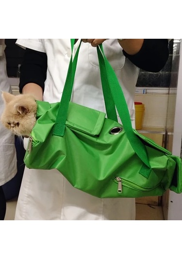 Fochsia Parlak Yeşil Nylon Kedi Sırt Çantası - Ayarlanabilir Ve Katlanır Kedi Taşıma Askısı, Sarı L 6.61-13.23 Lb