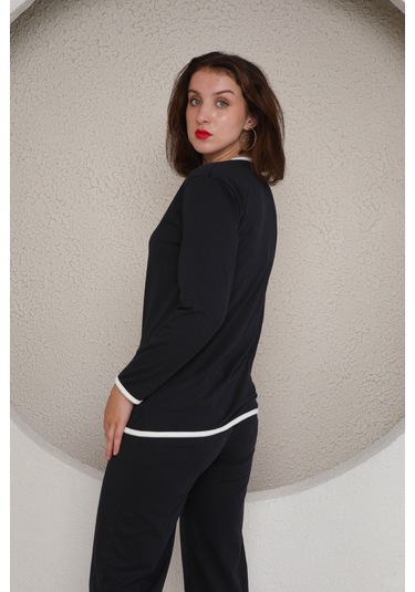 Fames Pijama Yazlik Penye Kadin Pijama Takim Lacivert