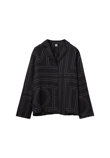 Toteme Şık Monogram Ipek Pijama Üstü Siyah