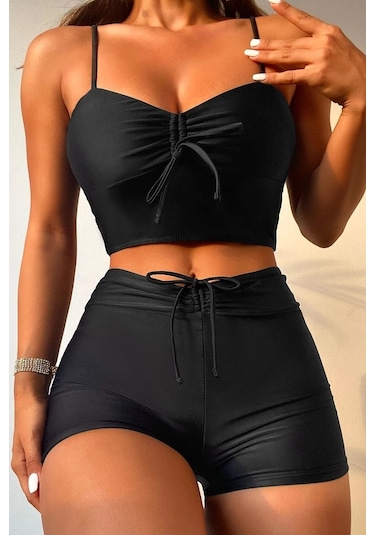 Angelsin Önden Ayarlı Büzgülü Deniz Şortu 001