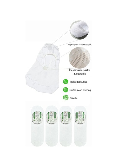 Erkek Bambu Babet Çorap Dikişsiz Parfümlü Silikonlu Babet Çorap Beyaz