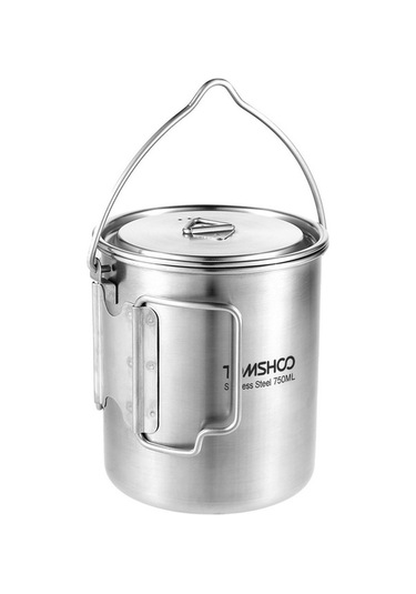 Fortunelane 750ml Paslanmaz Çelik Kamp Tenceri, Katlanabilir Kollu, Kapaklı, Hacim Ölçümlü, Seyahat Çantasıyla - Kamp, Dağcılık, Çok Renkli