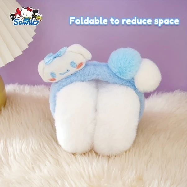 Elmpaly Cute Kuromi Kadın Peluş Kulaklık Yumuşak Kışlık Seyahat Günlük