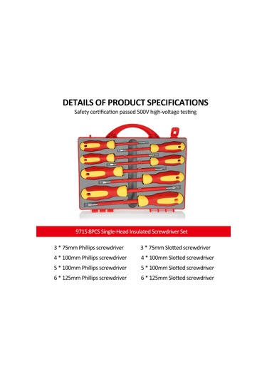 Wezone Penggong 8'li İzole Tornavida Seti: 4 Phillips + 4 Düz Uç, Çelik-trp-pp Malzeme, 9715 Modeli, Kırmızı+sarı Kutulu